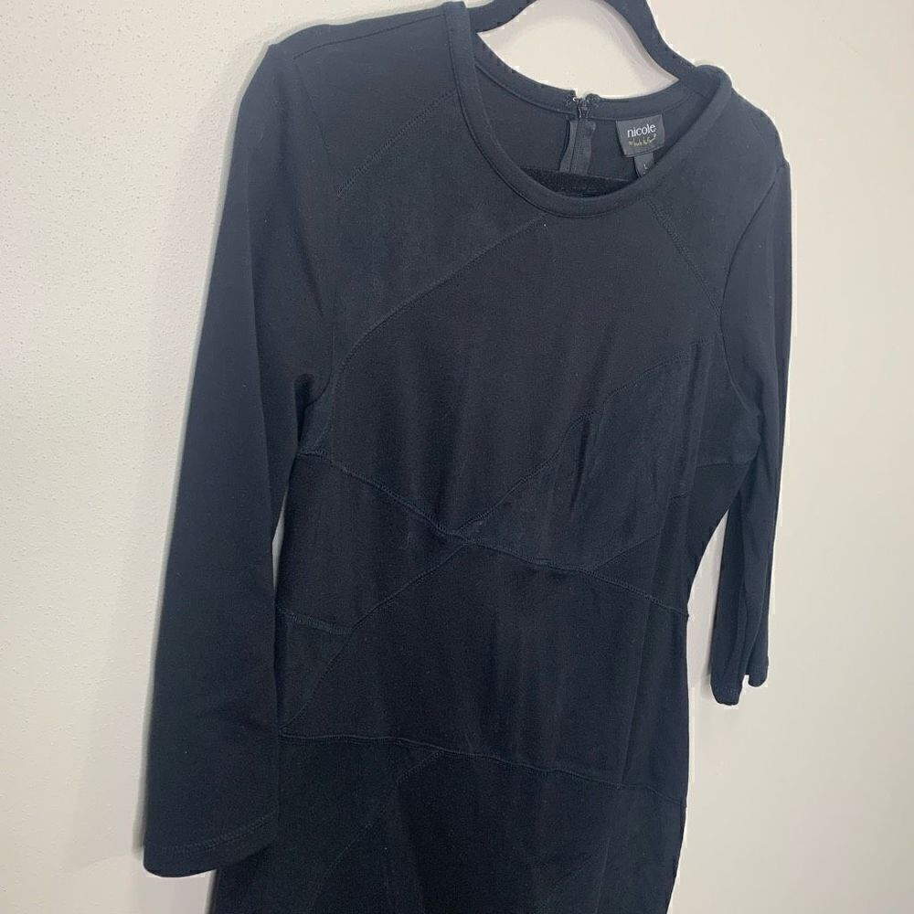 Nicole by Nicole Miller Little Black Dress with Sleeves Patchwork Design (p1)